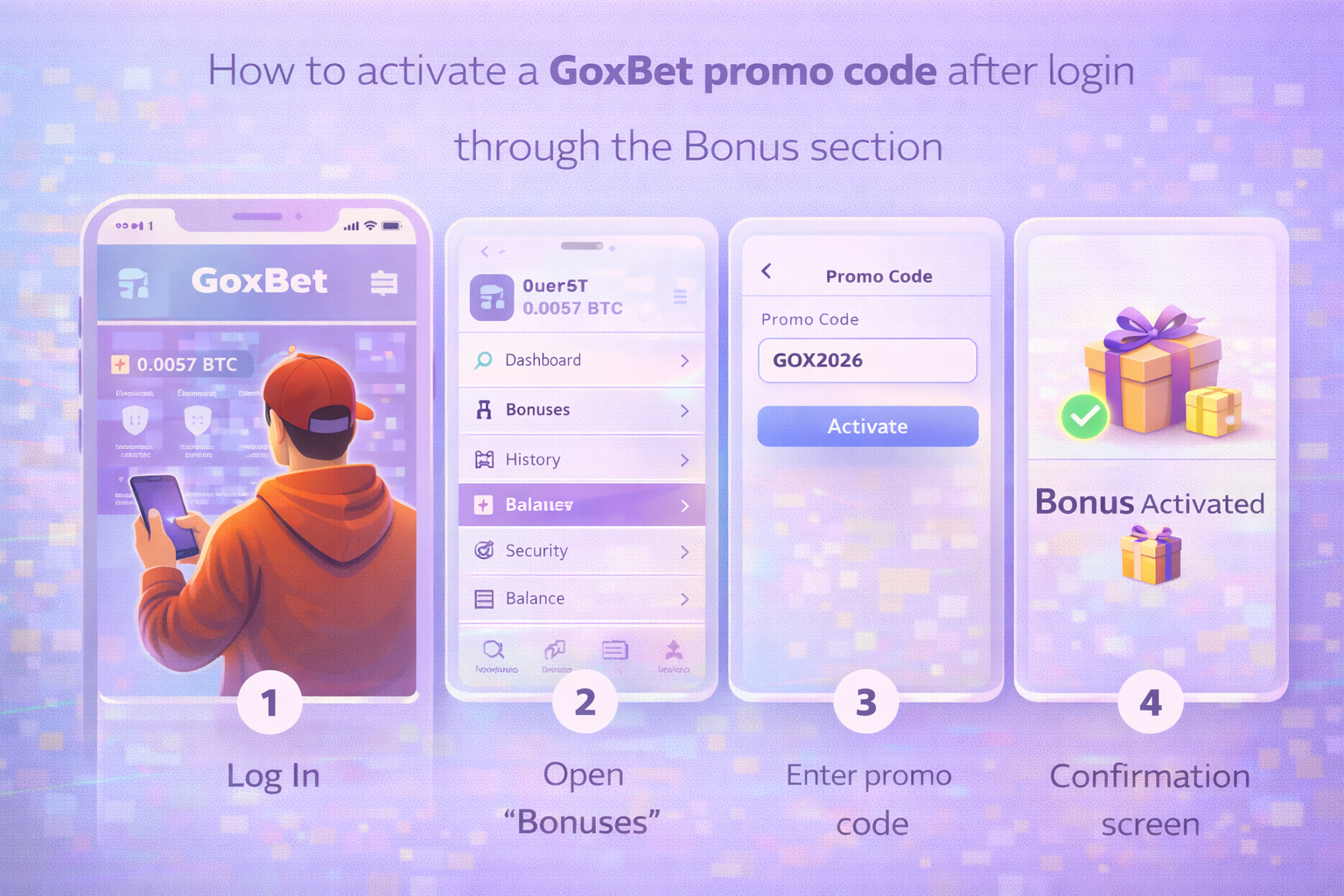 Промокод крипто-казино Го ікс Бет: активація коду після реєстрації та перевірка нарахування бонусу